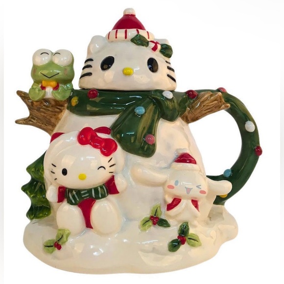 SUPER CUTE 🥰 HELLO KITTY AND FRIENDS SNOWMAN FUN TEAPOT BY BLUE SKY CLAYWORKS - Picture 13 of 15